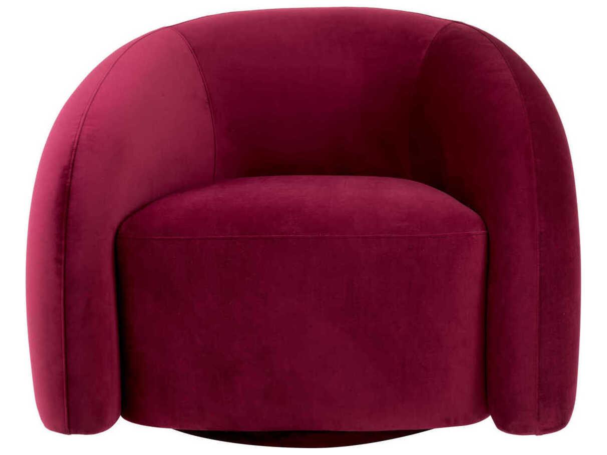 Eichholtz Novelle Swivel Burgundy Velvet Accent Chair