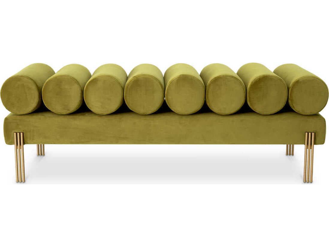 Eichholtz Oxley Green Velvet Upholstered Accent Bench