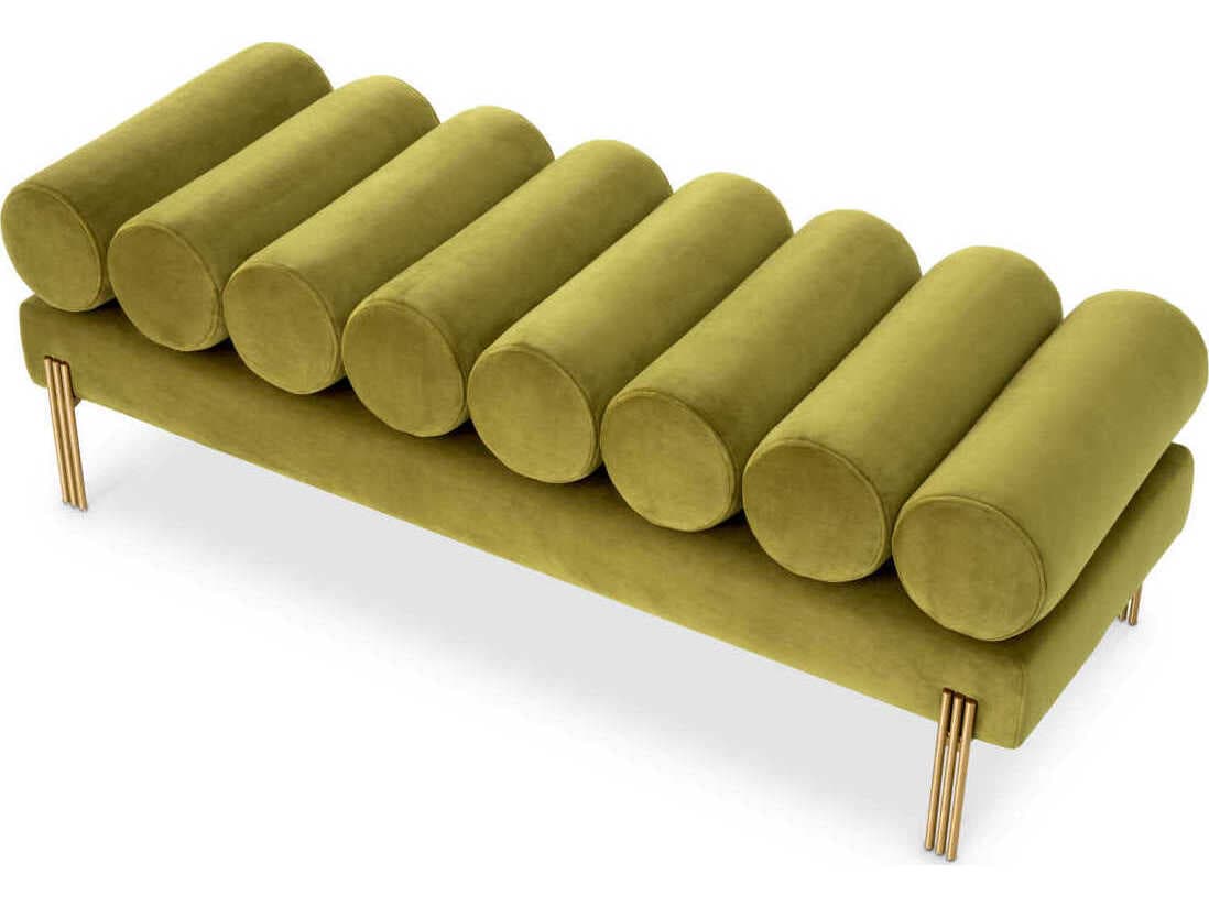 Eichholtz Oxley Green Velvet Upholstered Accent Bench