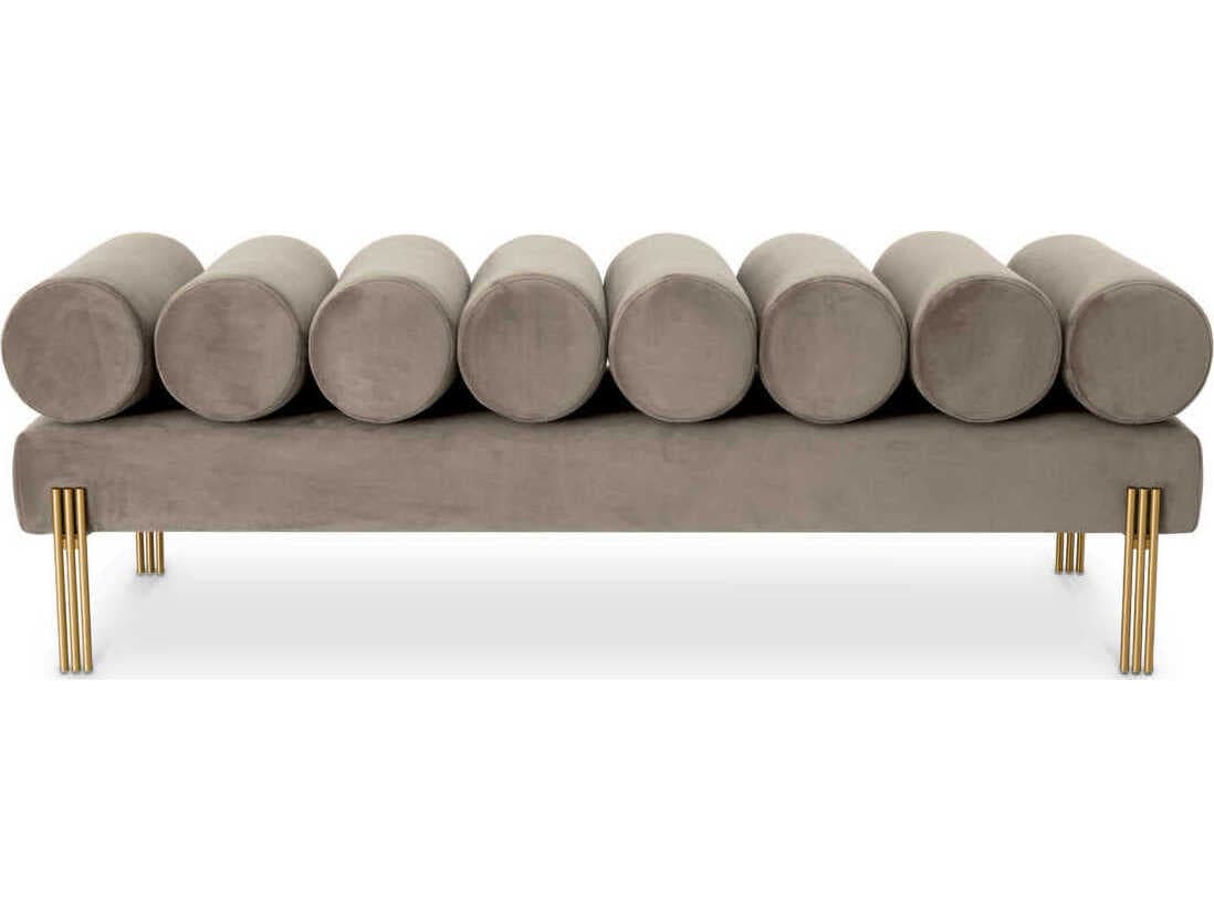 Eichholtz Oxley Gray Velvet Upholstered Accent Bench