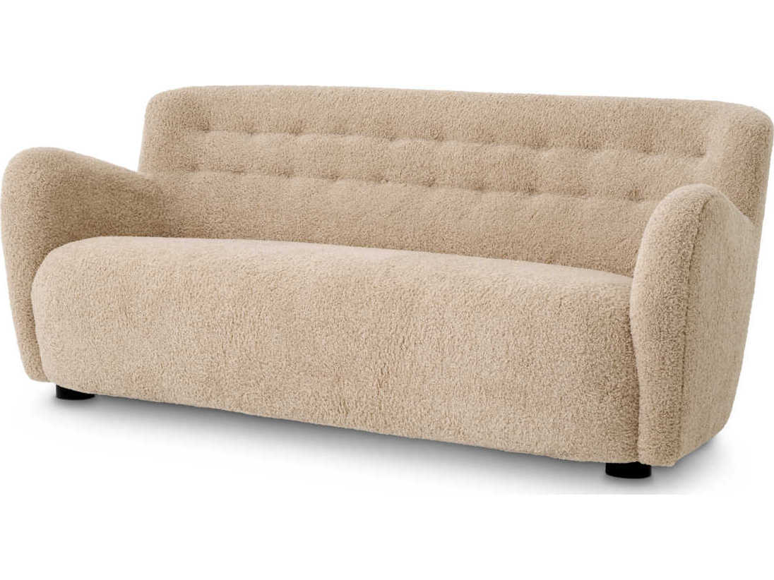Eichholtz Bixby Canberra Sand Black Feet Beige Upholstered Sofa