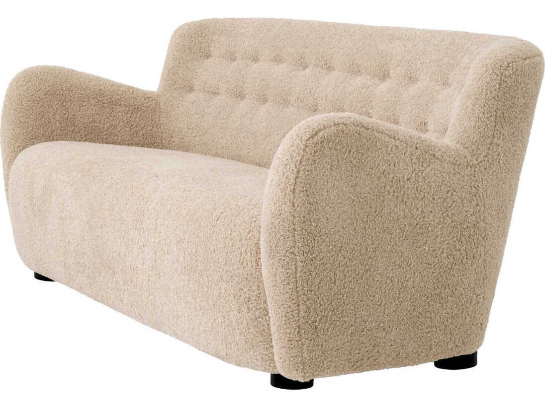 Eichholtz Bixby Canberra Sand Black Feet Beige Upholstered Sofa