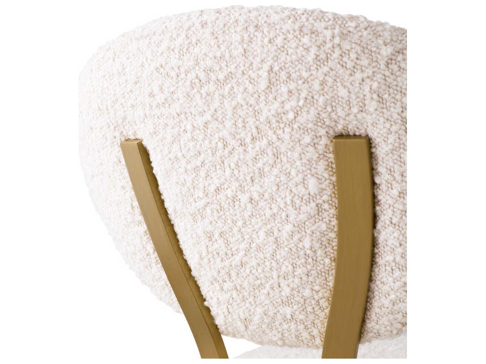 Eichholtz Dorrego Boucle Cream Brushed Brass Upholstered Counter Stool