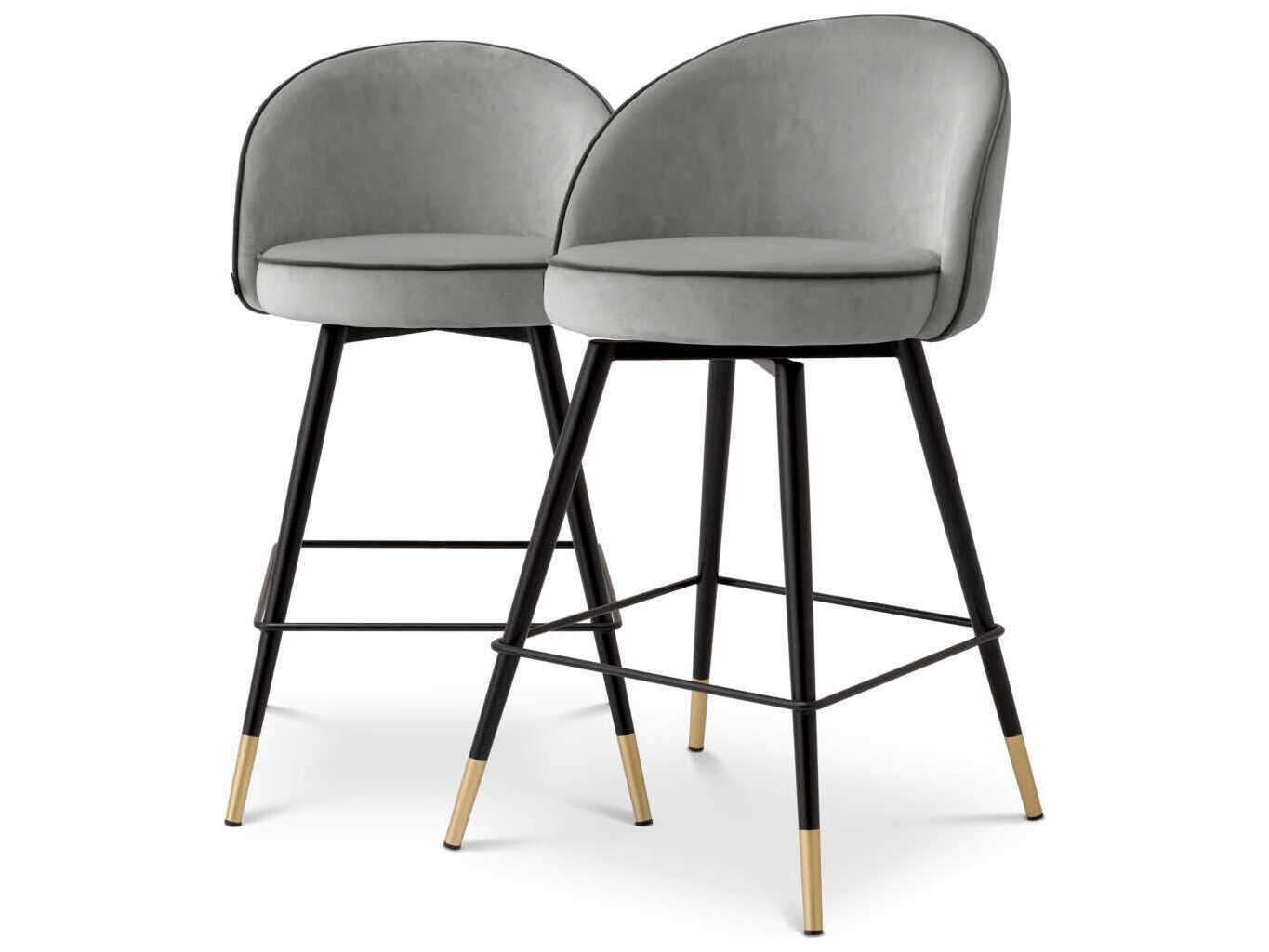 Eichholtz Cooper Velvet Upholstered Swivel Counter Stool Set of 2