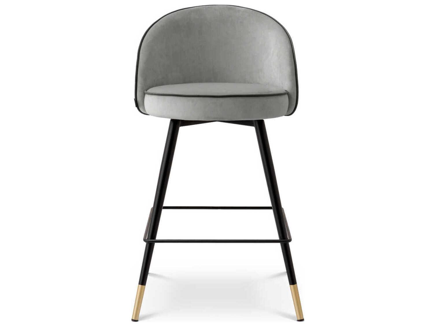 Eichholtz Cooper Velvet Upholstered Swivel Counter Stool Set of 2