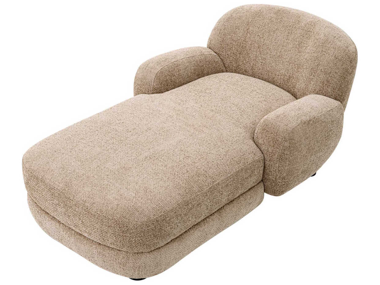 Eichholtz Chaise Lyssa Sand Black Feet Beige Upholstered