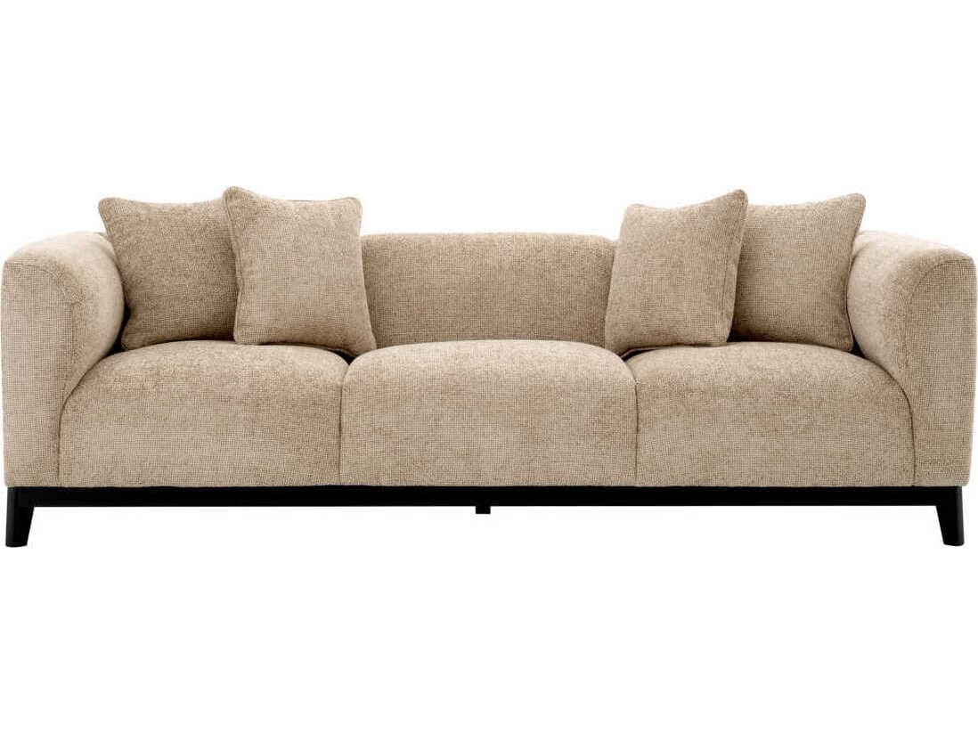 Eichholtz Corso Lyssa Sand Black Base Beige Upholstered Sofa