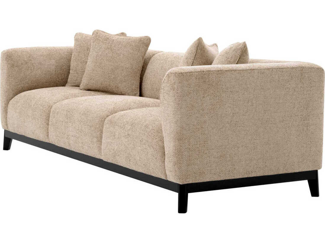 Eichholtz Corso Lyssa Sand Black Base Beige Upholstered Sofa