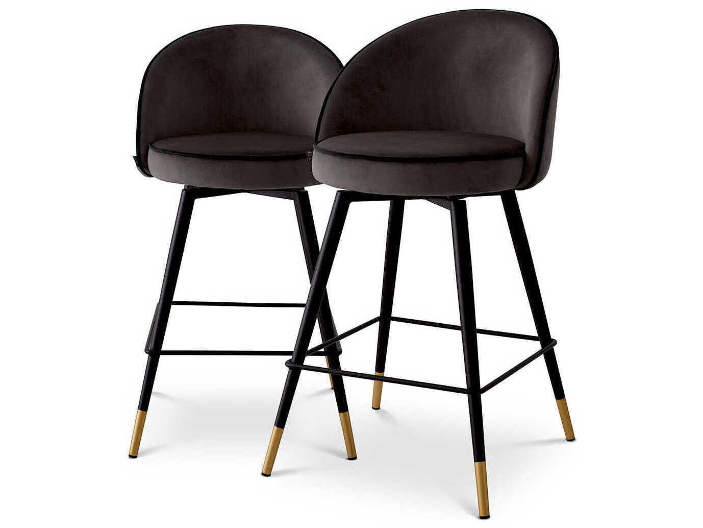 Eichholtz Cooper Velvet Upholstered Swivel Counter Stool Set of 2