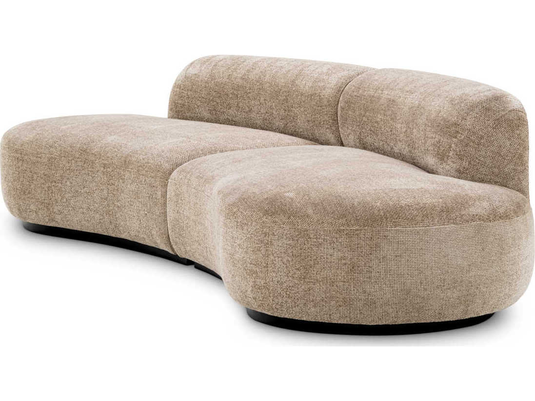 Eichholtz Bjorn Boucle Cream Black Base Beige Upholstered Sofa