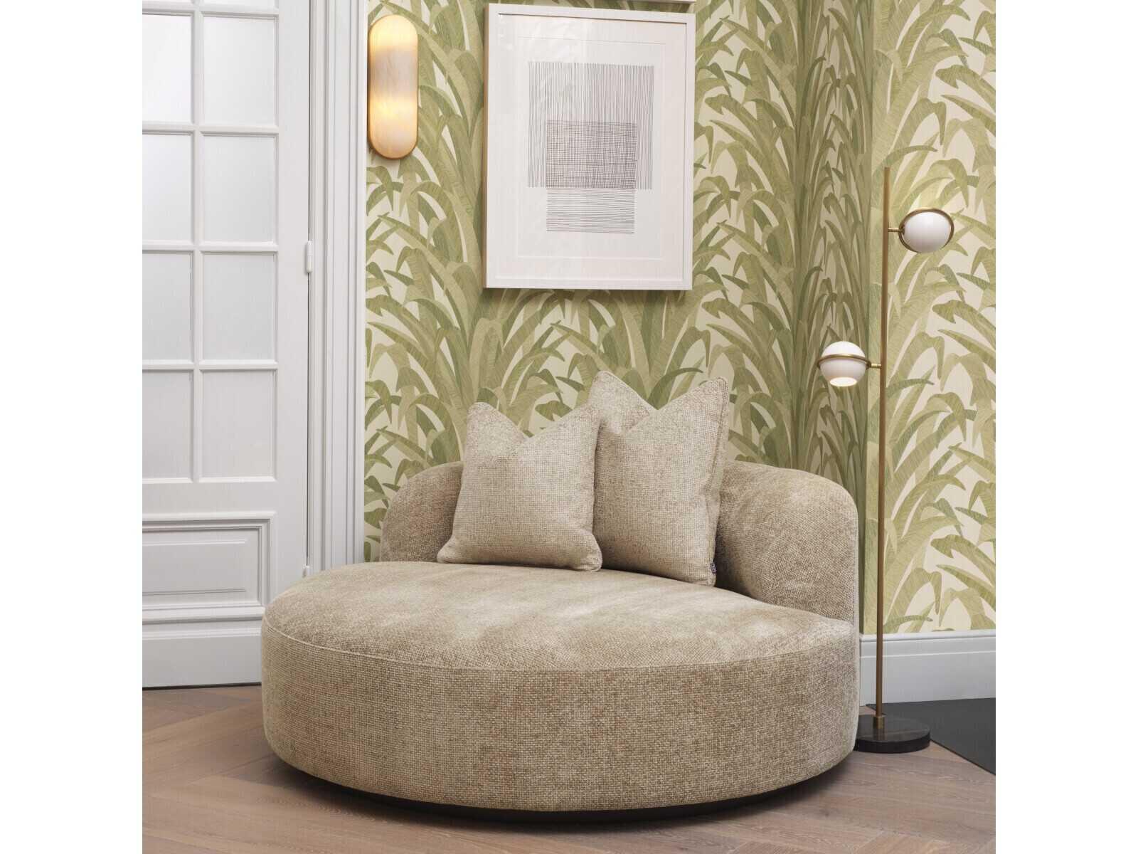 Eichholtz Bjorn Lyssa Sand Black Base Beige Upholstered Sofa