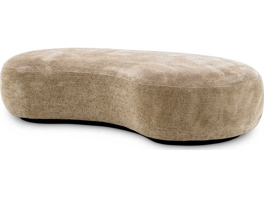 Eichholtz Bjorn Lyssa Sand Black Base Beige Upholstered Accent Bench