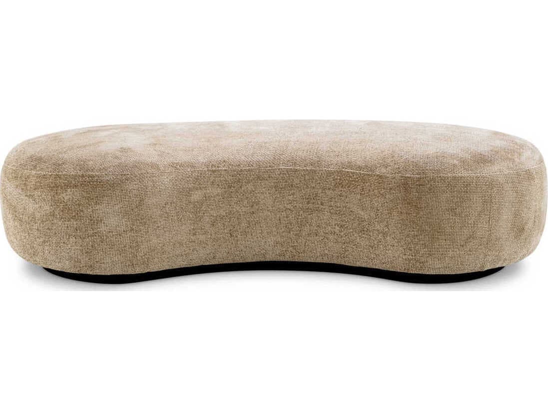 Eichholtz Bjorn Lyssa Sand Black Base Beige Upholstered Accent Bench
