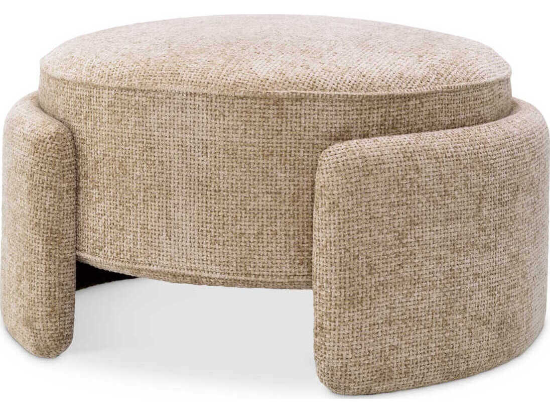 Eichholtz Ortega Lyssa Sand Beige Upholstered Accent Stool