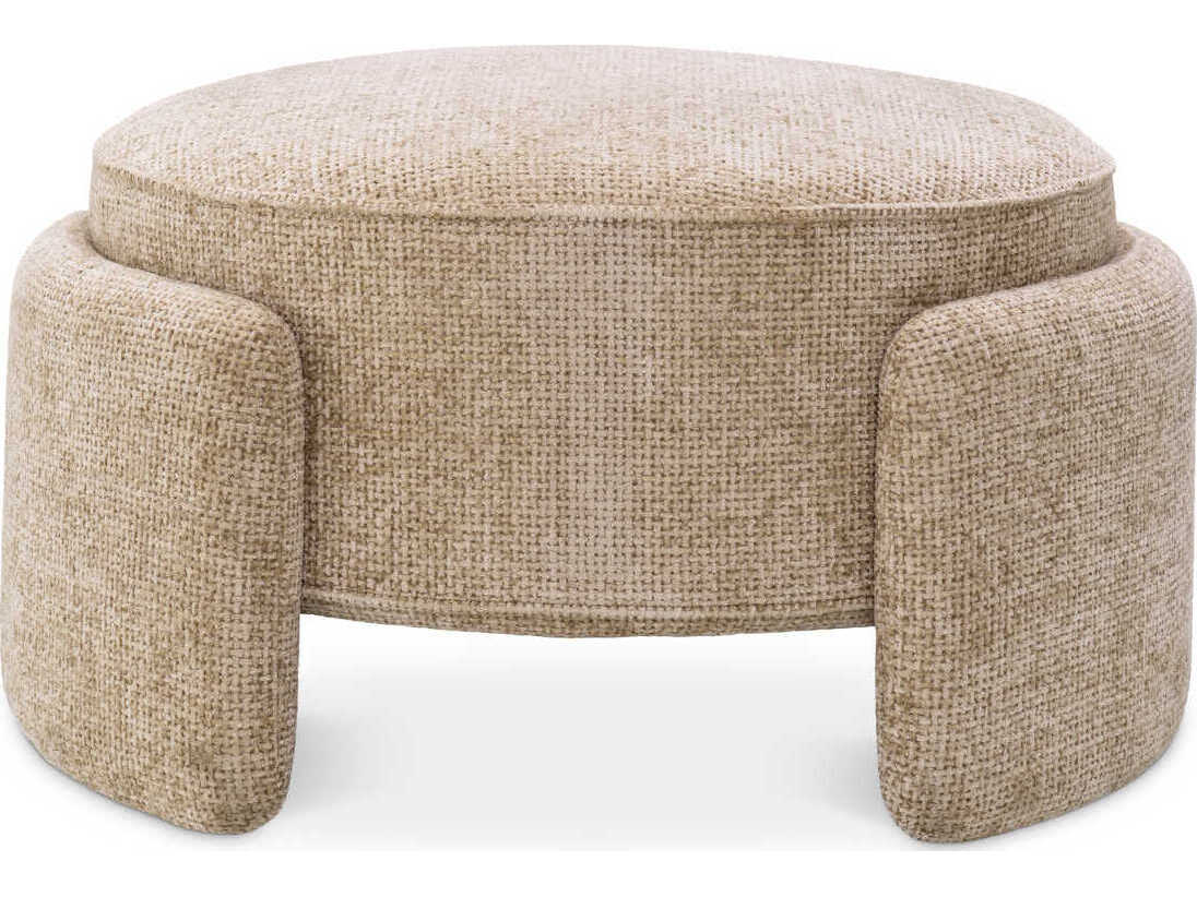 Eichholtz Ortega Lyssa Sand Beige Upholstered Accent Stool