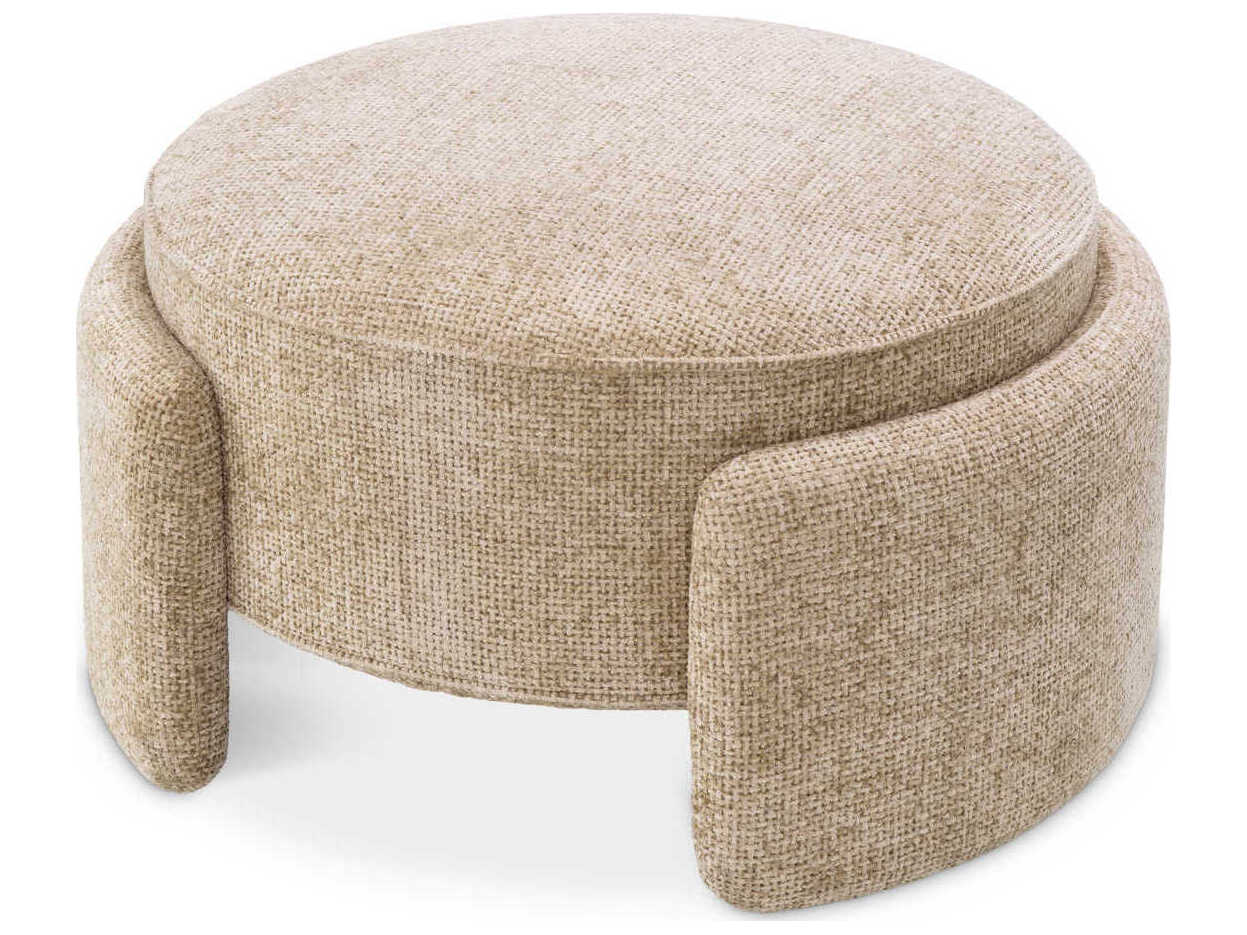 Eichholtz Ortega Lyssa Sand Beige Upholstered Accent Stool