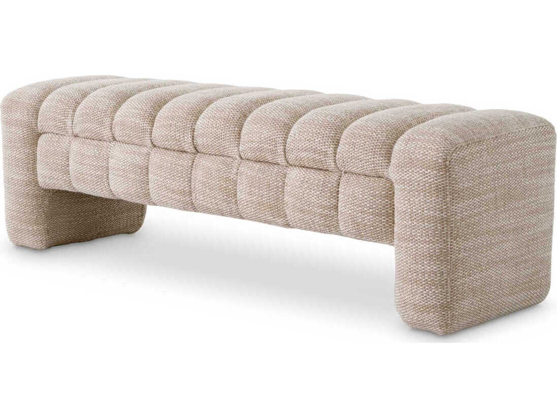 Eichholtz Taranto Skyward Sand Beige Upholstered Accent Bench