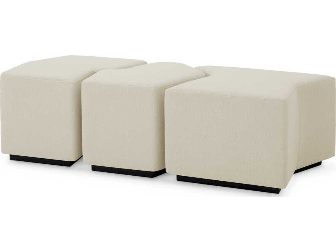 Eichholtz Filbert Reve Cream Upholstered Accent Stool Set of 3