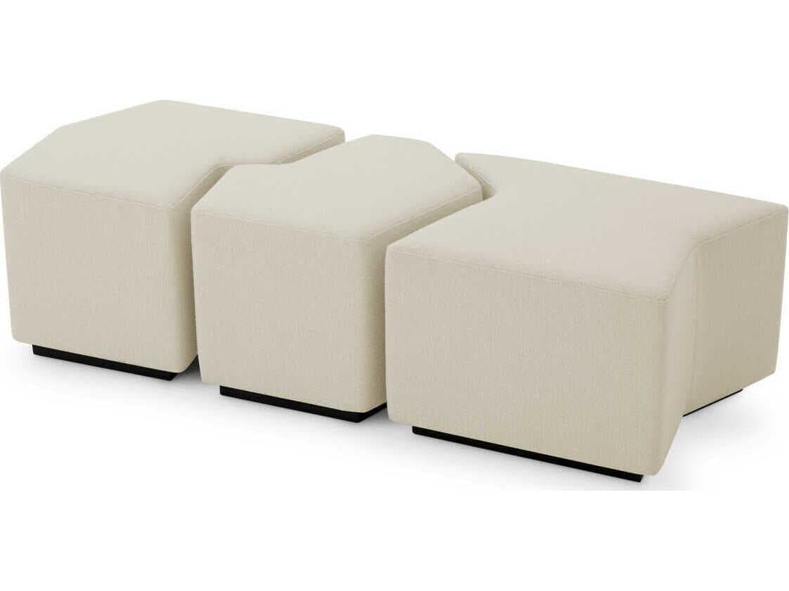 Eichholtz Filbert Reve Cream Upholstered Accent Stool Set of 3