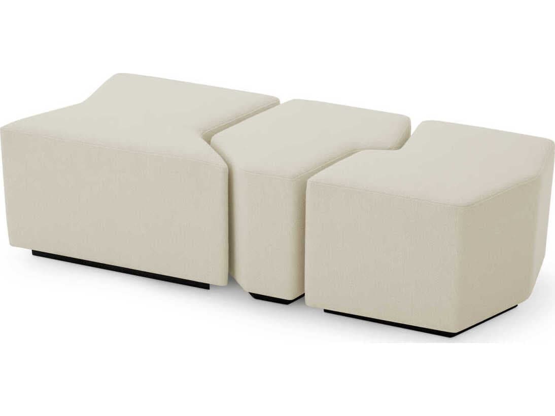 Eichholtz Filbert Reve Cream Upholstered Accent Stool Set of 3