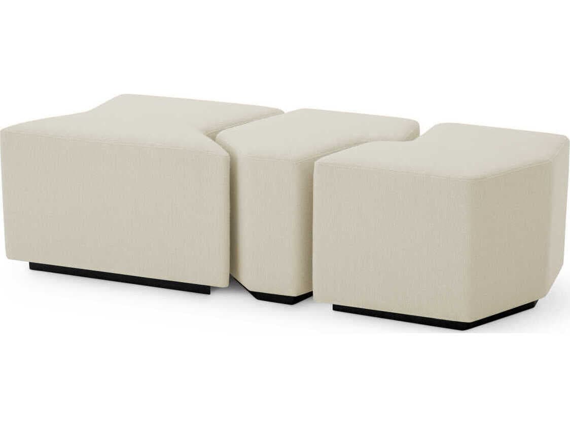 Eichholtz Filbert Reve Cream Upholstered Accent Stool Set of 3