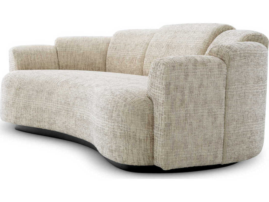 Eichholtz Marbella Creststone Beige Black Wooden Base Upholstered Sofa