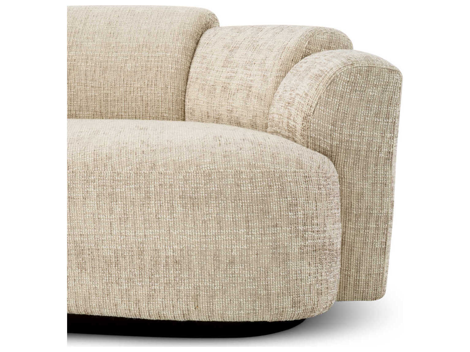 Eichholtz Marbella Creststone Beige Black Wooden Base Upholstered Sofa