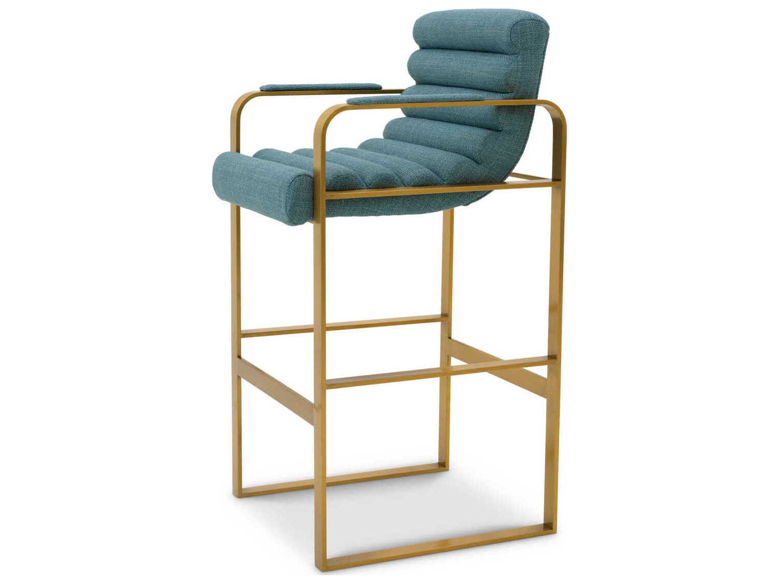 Eichholtz Olsen Brushed Brass Scalea Blue Upholstered Bar Stool