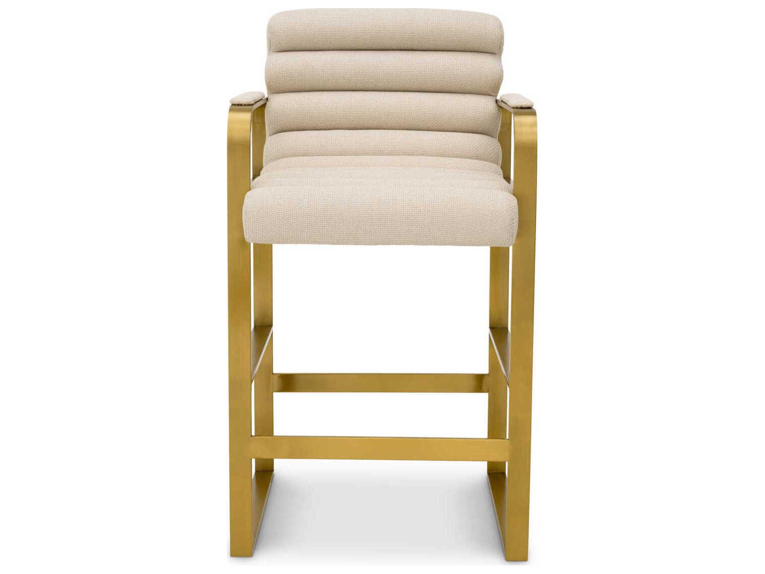 Eichholtz Olsen Brushed Brass Scalea Sand Upholstered Counter Stool