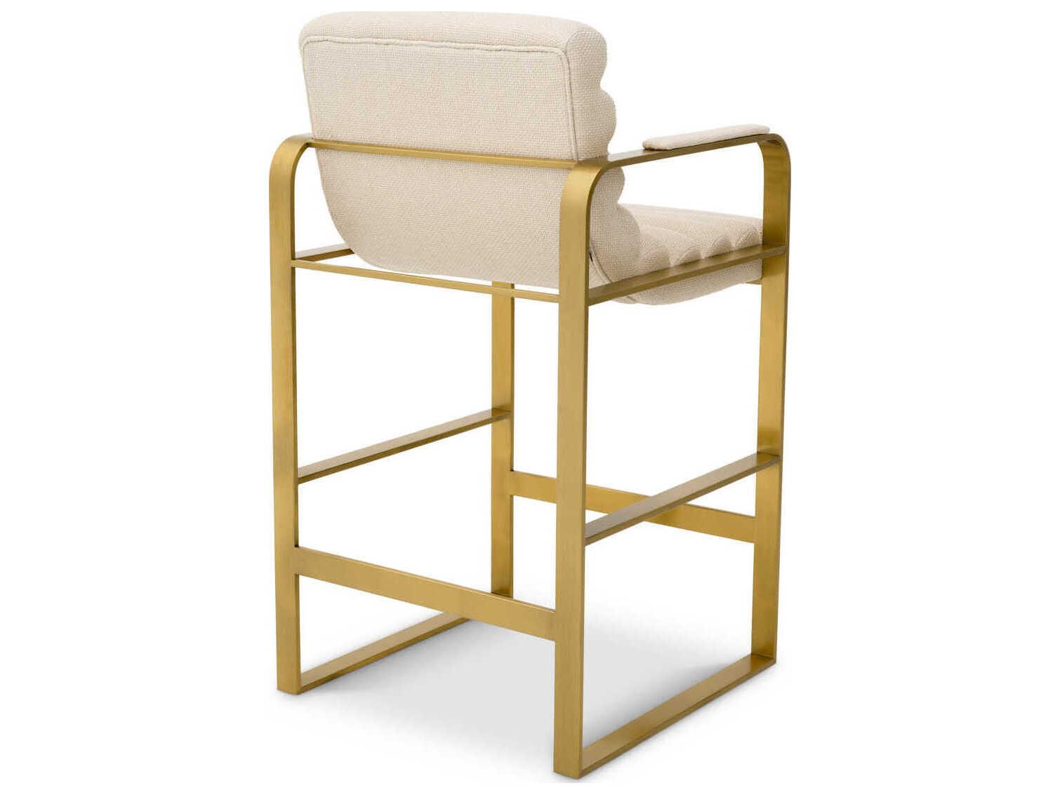 Eichholtz Olsen Brushed Brass Scalea Sand Upholstered Counter Stool