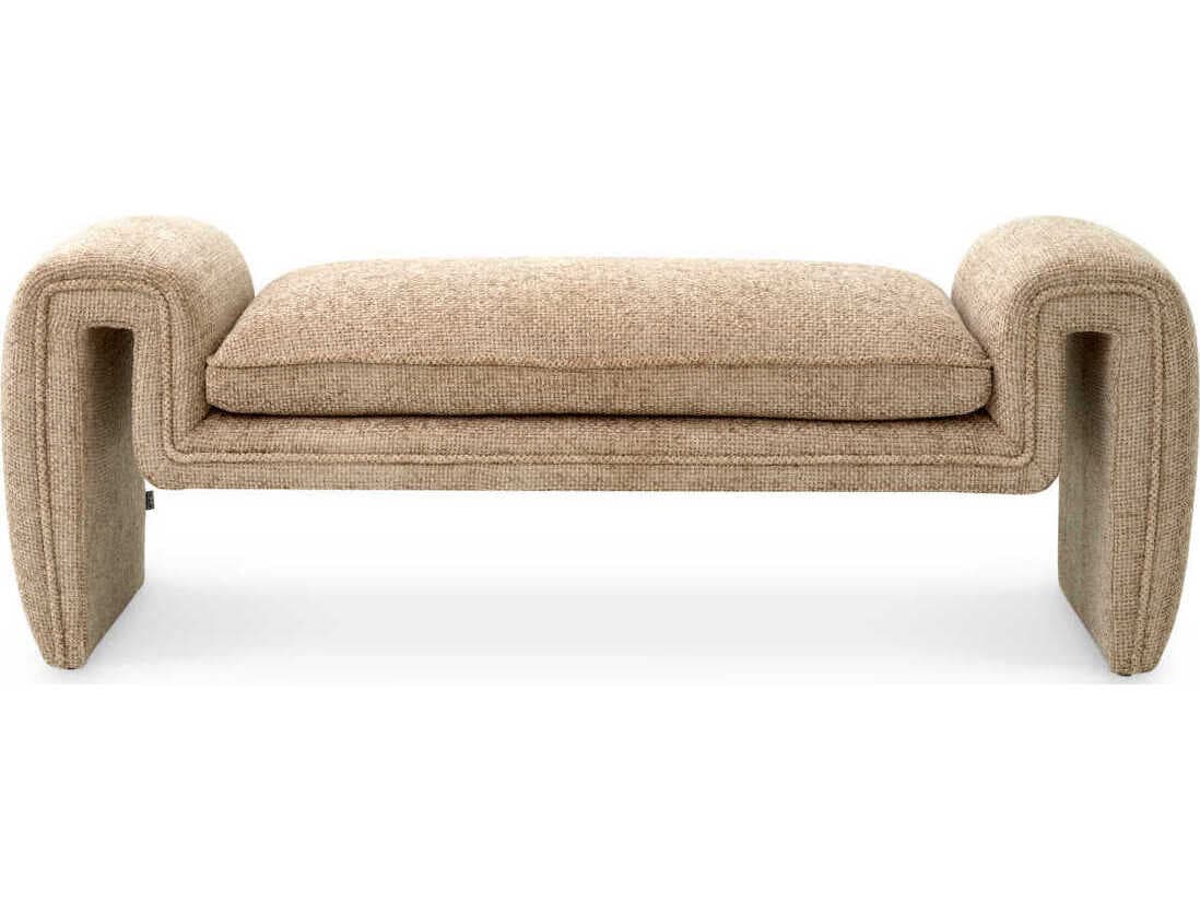 Eichholtz Tondo Lyssa Sand Beige Upholstered Accent Bench