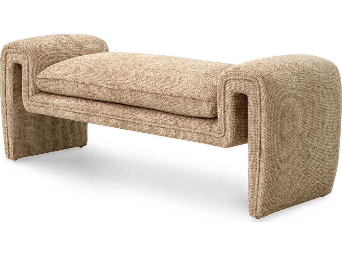 Eichholtz Tondo Lyssa Sand Beige Upholstered Accent Bench