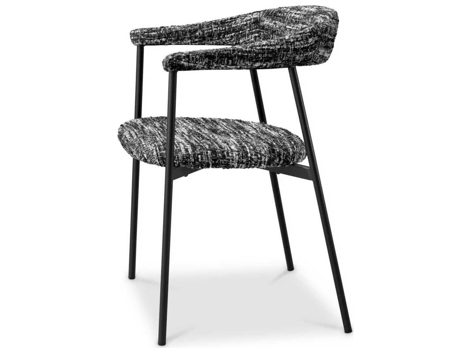 Eichholtz Julio Black Upholstered Arm Dining Chair Set of 2