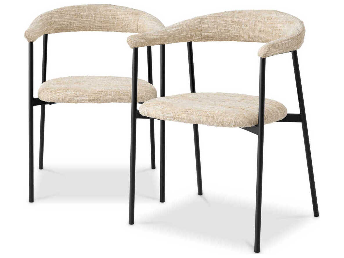 Eichholtz Julio Black Upholstered Arm Dining Chair Set of 2
