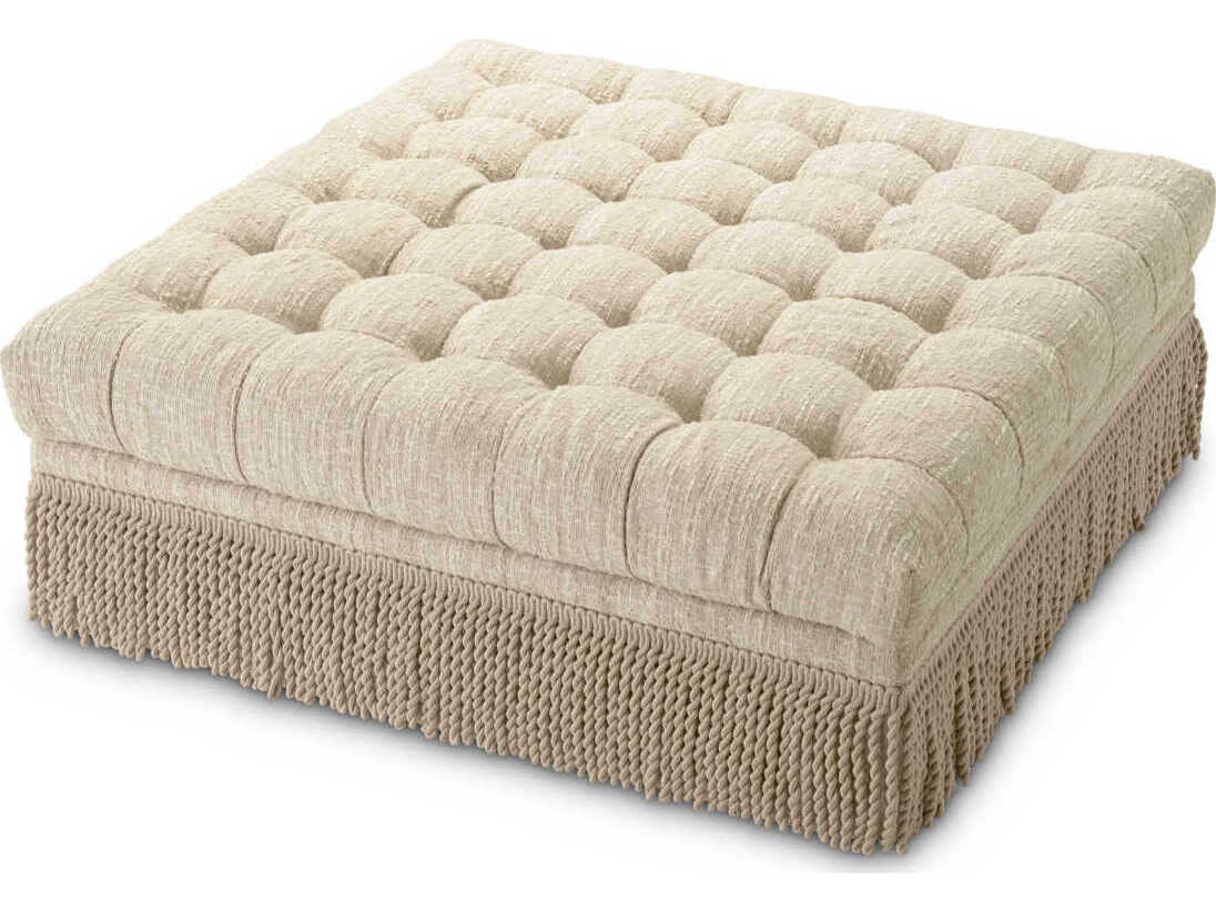 Eichholtz Dorantes Boucle Sonata Cream Upholstered Ottoman