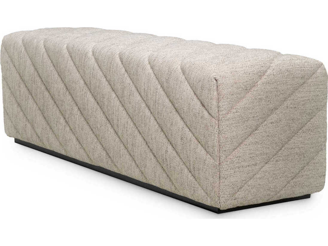 Eichholtz Avellino Splendor Light Grey Black Base Upholstered Accent Bench