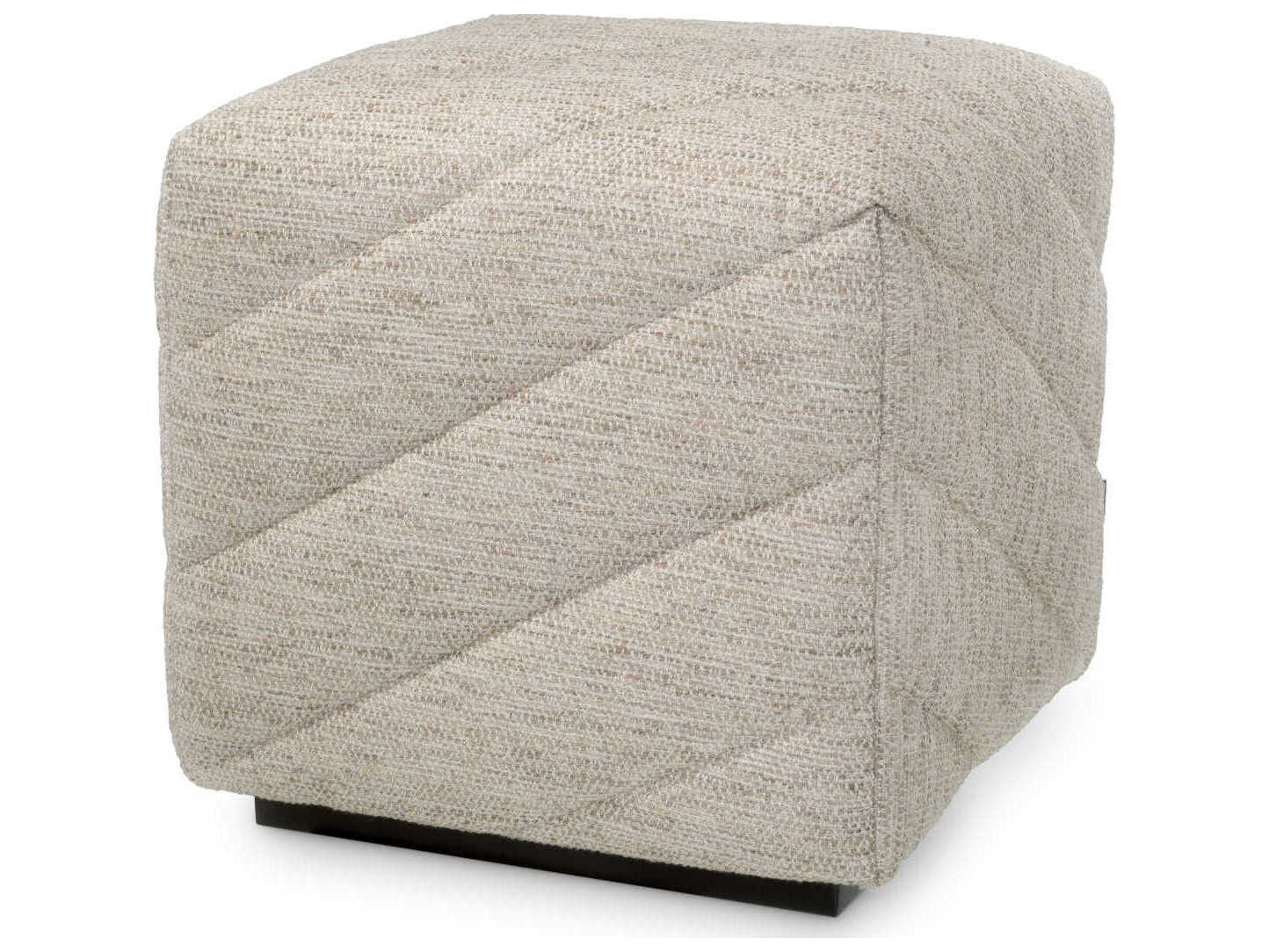 Eichholtz Avellino Splendor Light Grey Black Base Upholstered Accent Stool