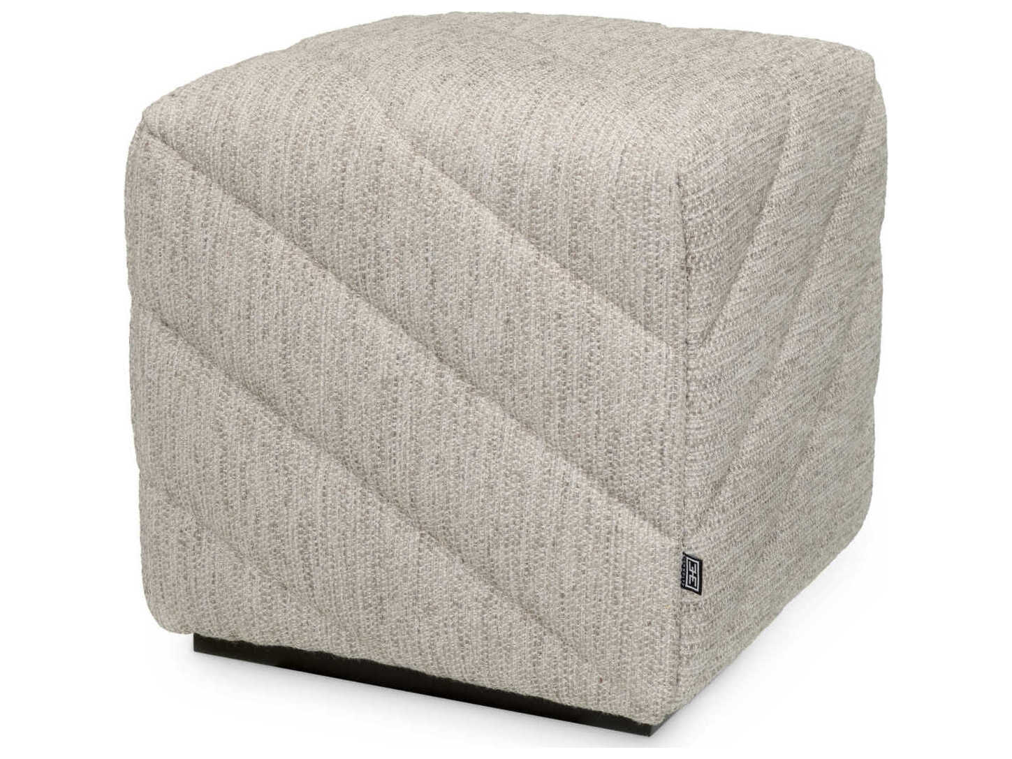 Eichholtz Avellino Splendor Light Grey Black Base Upholstered Accent Stool