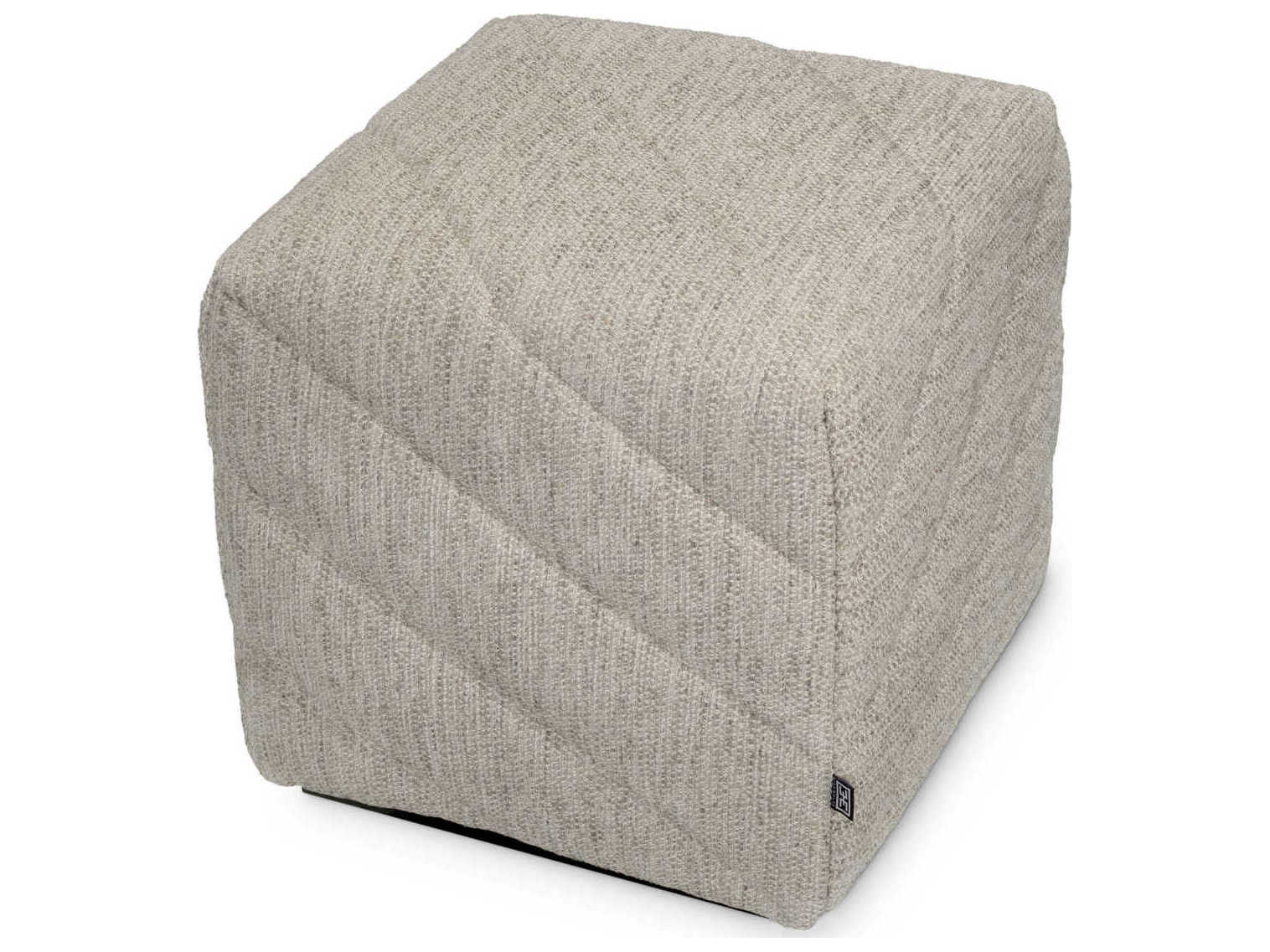 Eichholtz Avellino Splendor Light Grey Black Base Upholstered Accent Stool