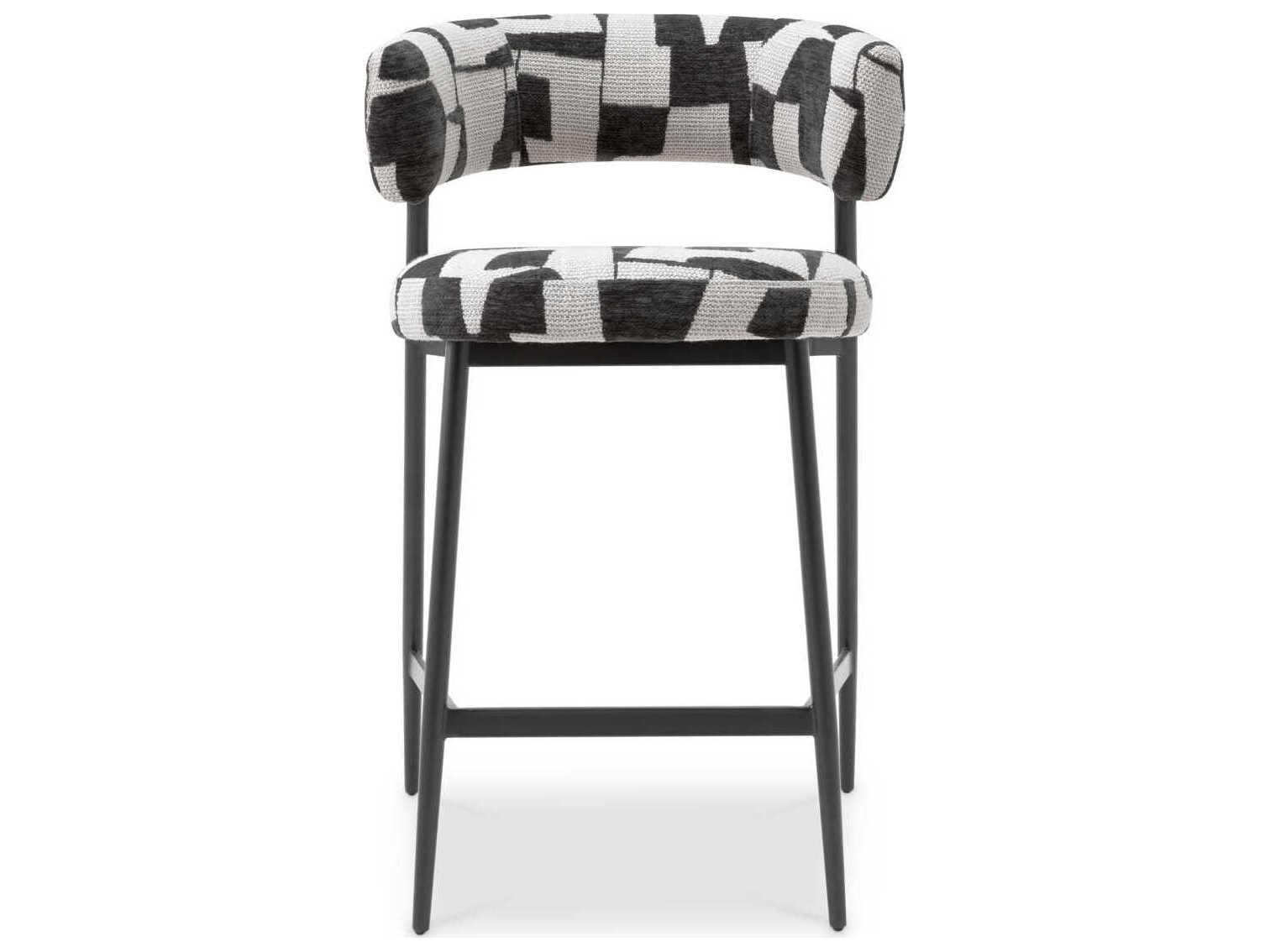 Eichholtz Folsom Brooklyn Black Legs Upholstered Counter Stool