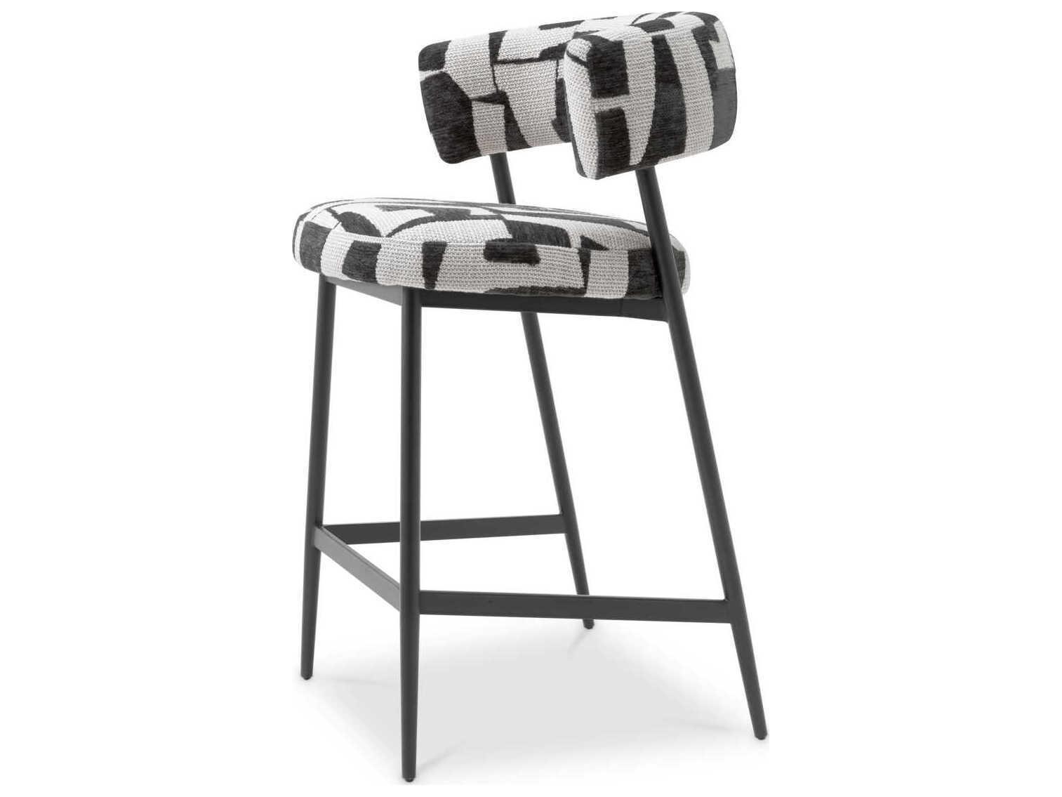 Eichholtz Folsom Brooklyn Black Legs Upholstered Counter Stool