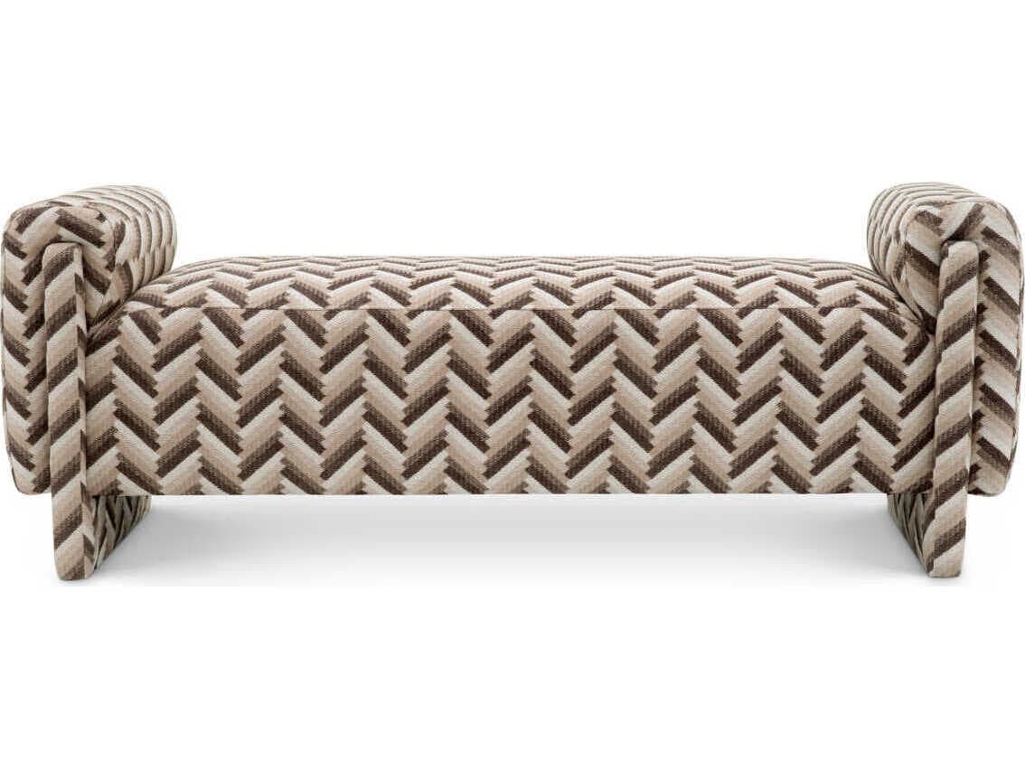 Eichholtz Del Chevron Brown Upholstered Accent Bench