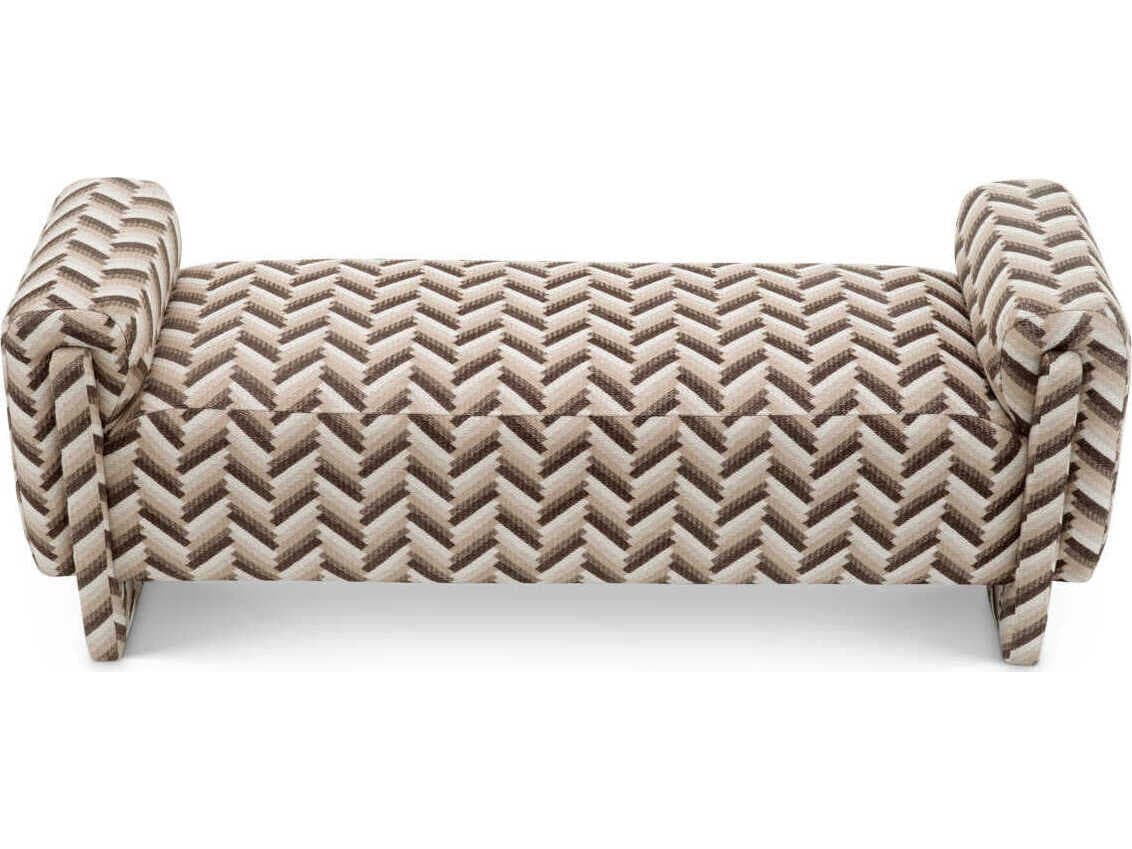 Eichholtz Del Chevron Brown Upholstered Accent Bench