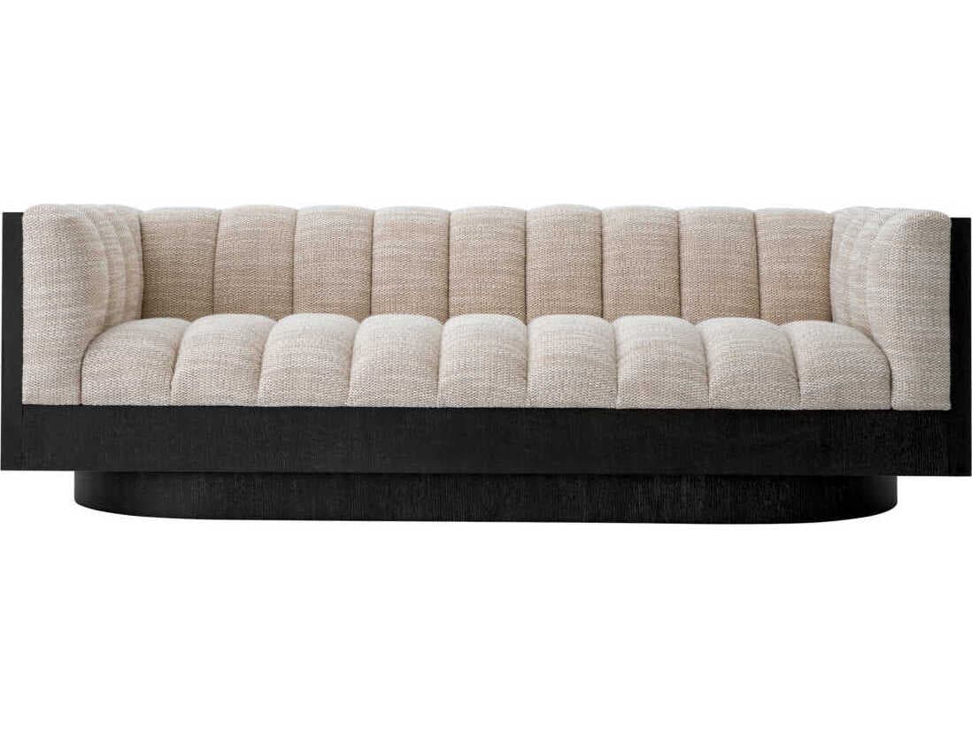 Eichholtz Davide Skyward Sand Oak Veneer Beige Upholstered Sofa