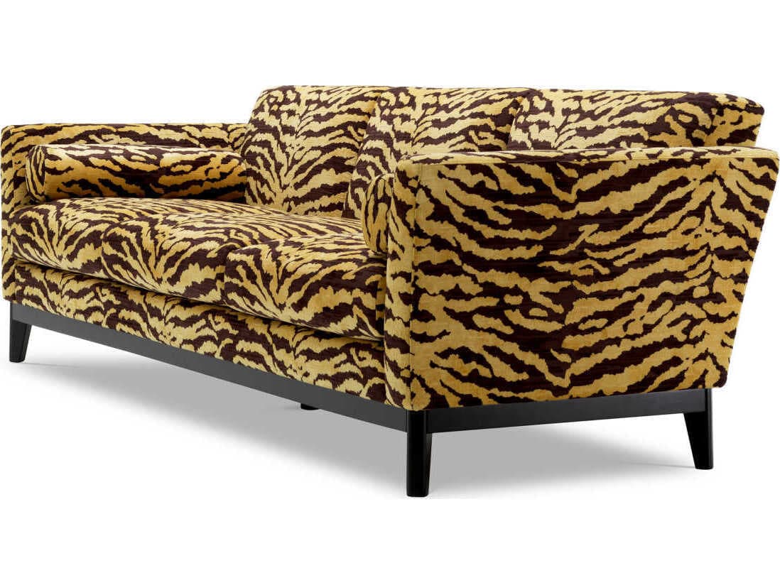 Eichholtz Flux Tigris Brown Black Frame Upholstered Sofa