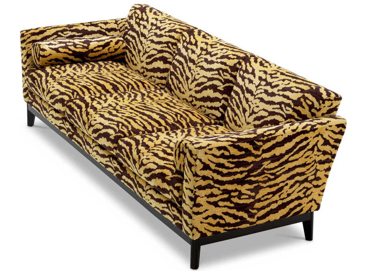 Eichholtz Flux Tigris Brown Black Frame Upholstered Sofa