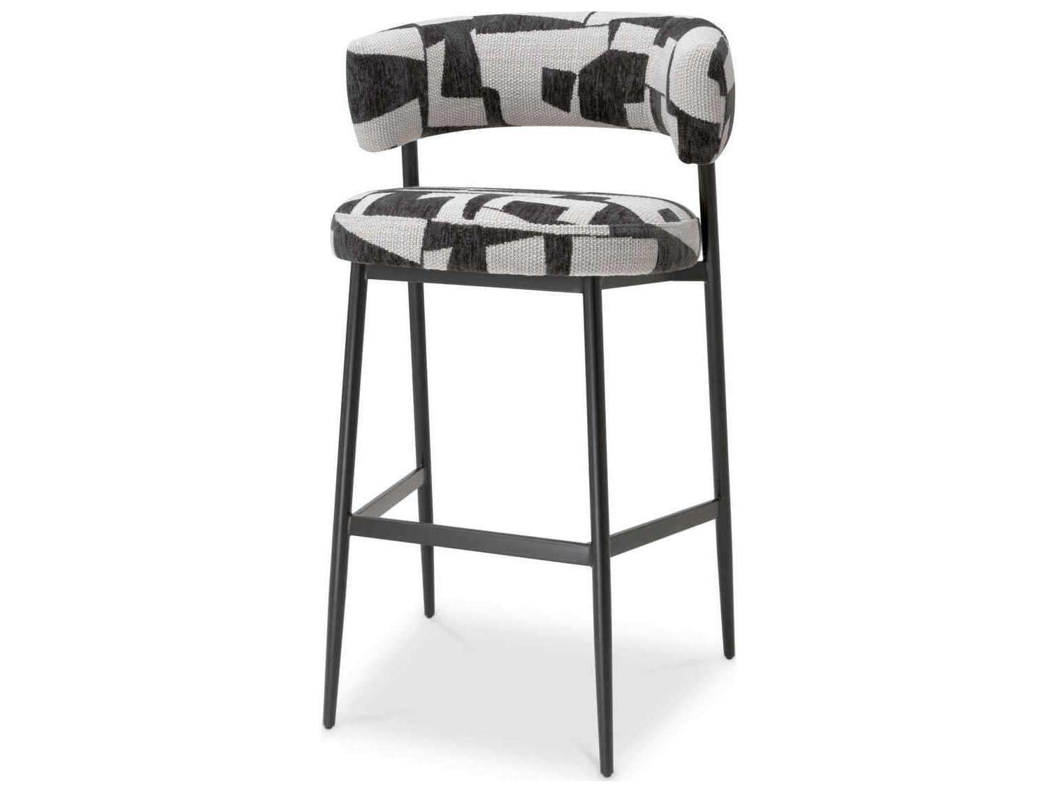 Eichholtz Folsom Brooklyn Black Legs Upholstered Bar Stool