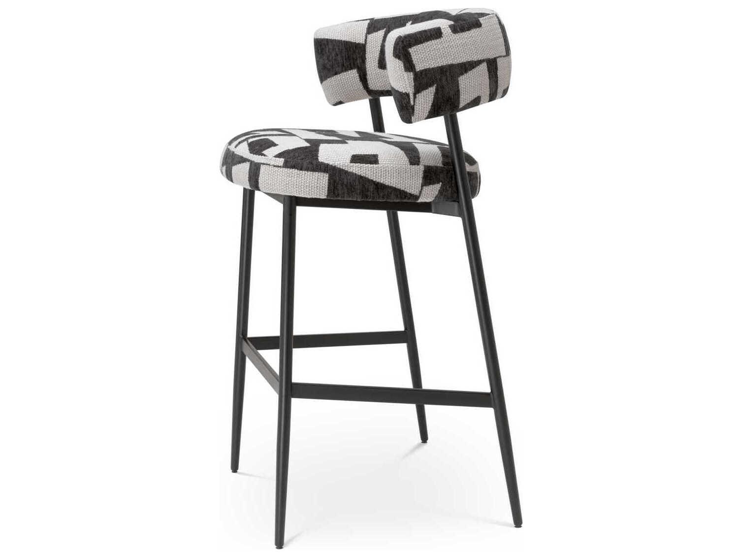 Eichholtz Folsom Brooklyn Black Legs Upholstered Bar Stool