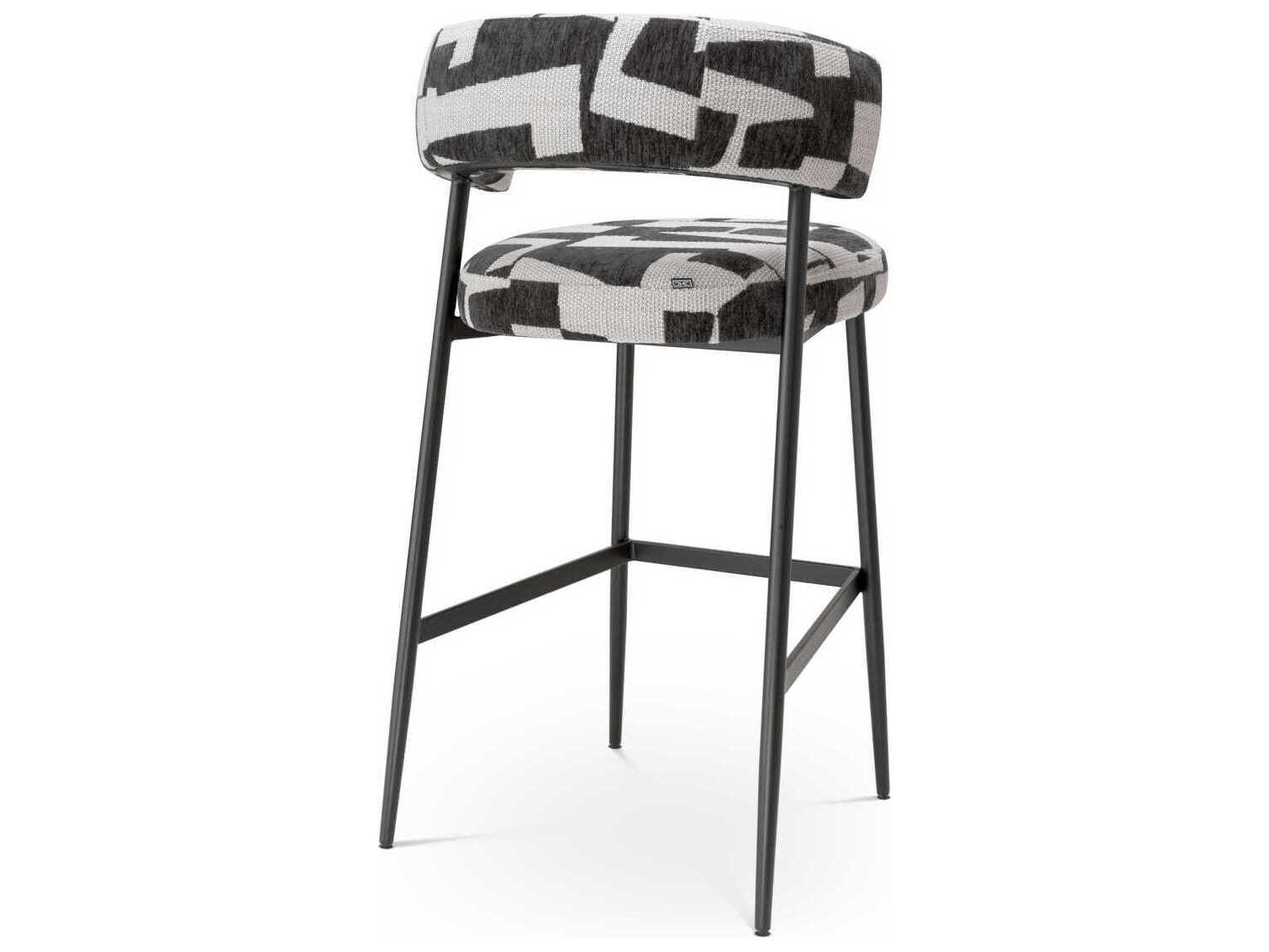 Eichholtz Folsom Brooklyn Black Legs Upholstered Bar Stool