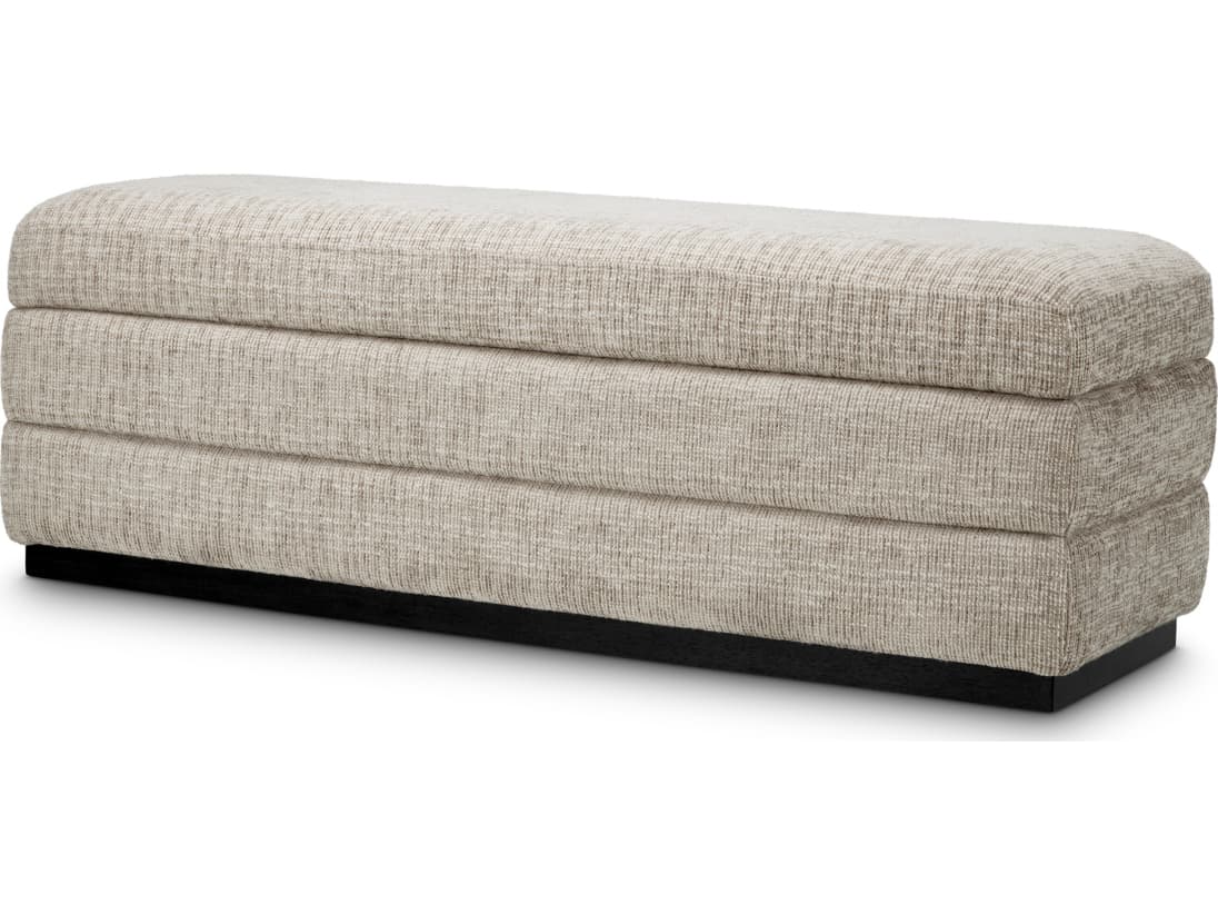 Eichholtz Creststone Beige X Ebony Upholstered Accent Bench